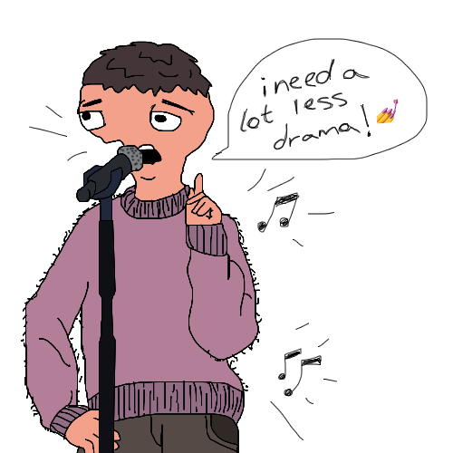 A man at a microphone saying he needs a lot less drama